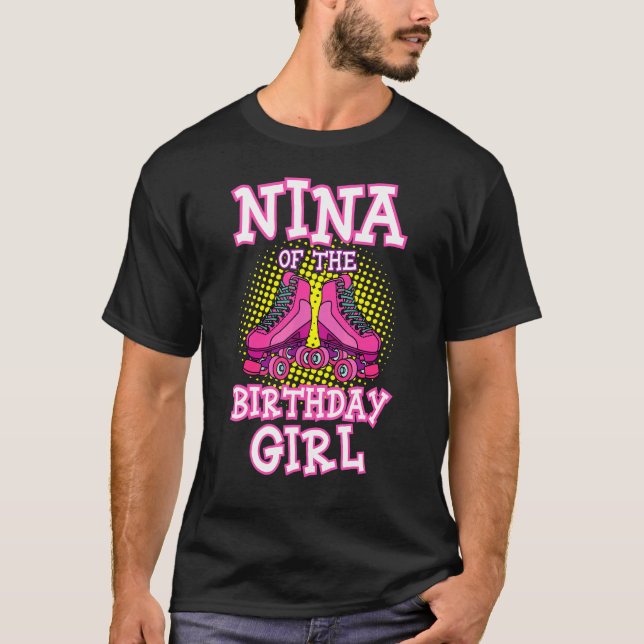 Camiseta Nina Do Aniversário Garota Roller Skates Bday Skat (Frente)