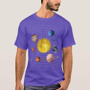 Camiseta Nine Planets Science Fan Exterior da Ciência Espac