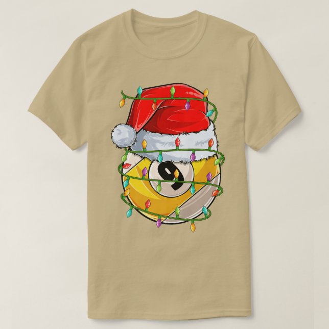 Camiseta Nineball Sports Lover Xmas Lights Papais noeis Nin (Frente do Design)