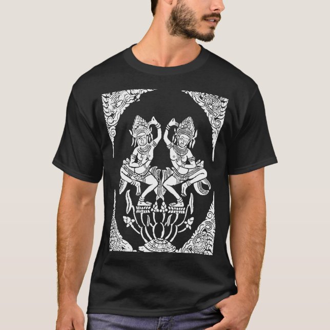 Camiseta Ninfa Hindu e Souv Budista da dança de Apsara (Frente)