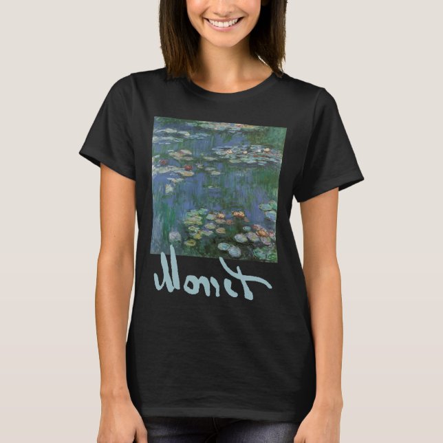 Camiseta Ninféias por Claude Monet, Flores Vintage (Frente)