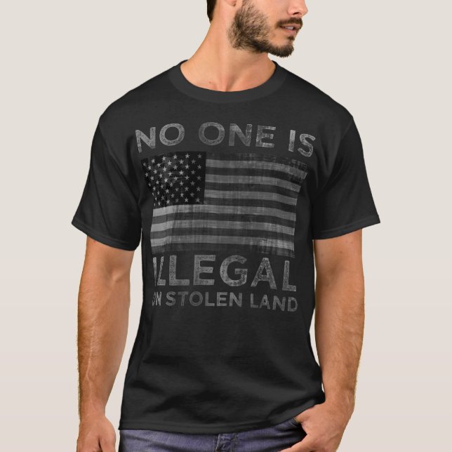 Camiseta Ninguém é ilegal no t-shirt roubado do cinza da (Frente)