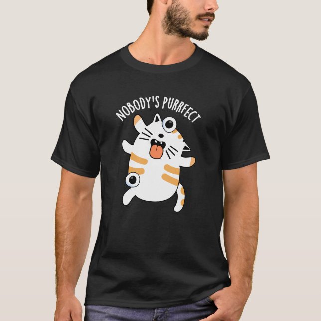 Camiseta Ninguém é Puro Funny Cat Pun Dark BG (Frente)
