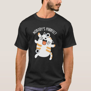 Camiseta Ninguém é Purrfeito Piada de Gato Divertida Fundo 