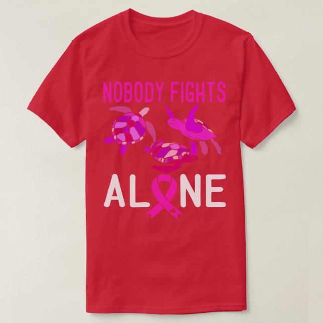 Camiseta Ninguém luta sozinho com as tartarugas rosa (Frente do Design)