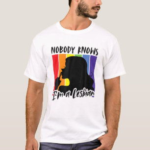 Camiseta Ninguém sabe que eu sou uma lésbica Engraçada Bi T
