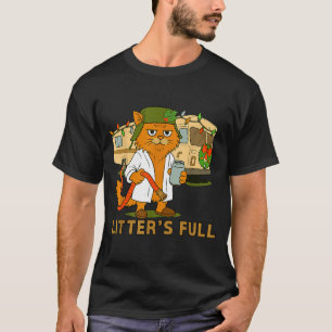 Camiseta Ninhadas Cheias Gato Engraçado Com Mangueira E Beb