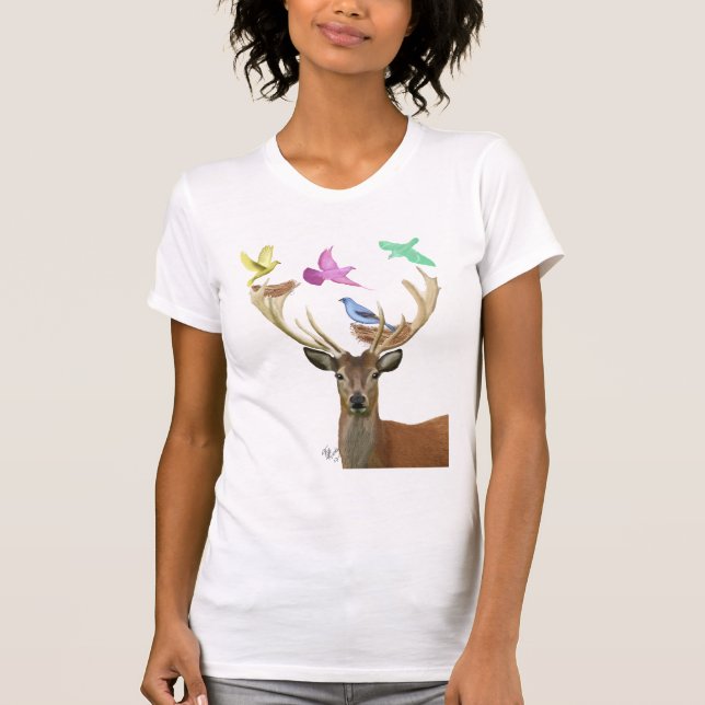 Camiseta Ninhos de veados e aves Ninhos de pastel (Frente)