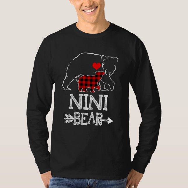 Camiseta Nini Bear Buffalo Xadrez Família Natal Pajama (Frente)