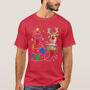 Camiseta Nini Reindeer Lights Árvore de Natal Fixe Cristma