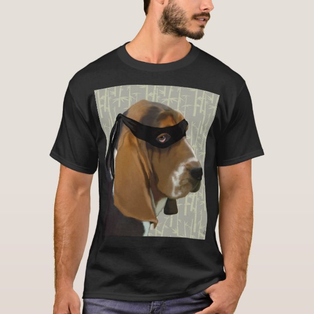Camiseta Ninja Basset Hound Dog (Frente)