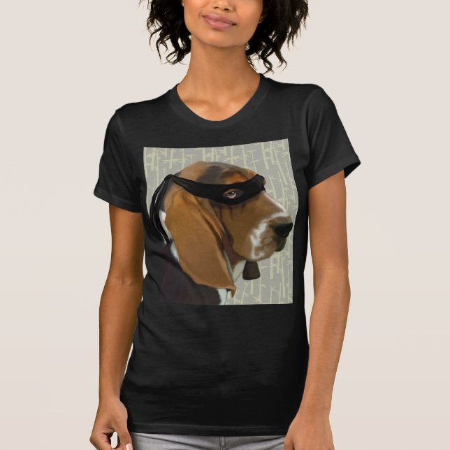 Camiseta Ninja Basset Hound Dog (Frente)