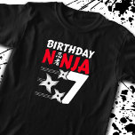 Camiseta Ninja Birthday Party - Birthday Ninja 7<br><div class="desc">This Birthday Ninja 7 design is a great choice for a 7 year old ninja birthday party theme. Featuring the Japanese symbol for Ninjutsu with cartoon ninja throwing stars, your birthday boy or birthday girl is sure to love this action-filled design. It is perfect for 7 year olds who like...</div>