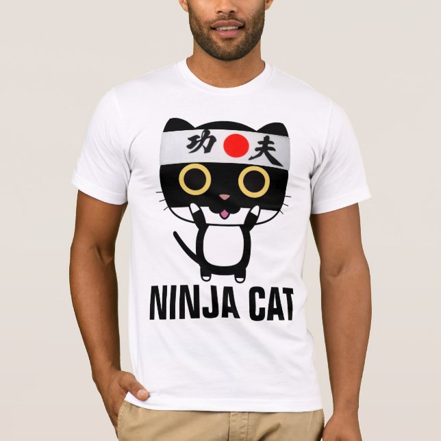 Camiseta NINJA CAT Funny Mens T-shirts (Frente)