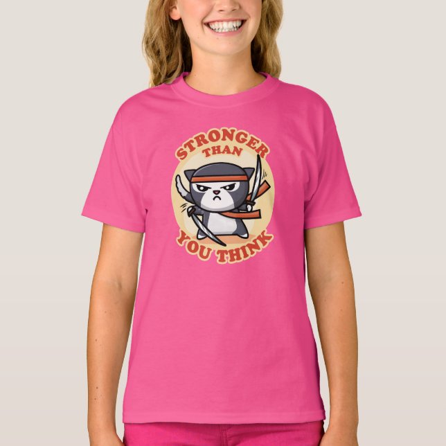 Camiseta Ninja Cat | Mais Forte Do Que Acha (Frente)