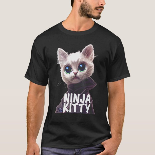Camiseta Ninja Cat Ninjitsu Kitten Humor Item Japonês Cult (Frente)