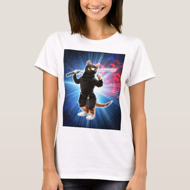 Camiseta Ninja Cat no espaço. (Frente)