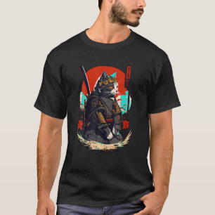 Camiseta Ninja Cat Samurai Kitten Retro Guerreiro Japonês K