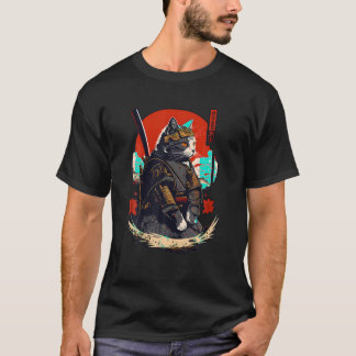 Camiseta Ninja Cat Samurai Kitten Retro Guerreiro Japonês K