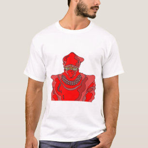 Camiseta Ninja com traje vermelho.