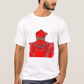 Camiseta Ninja com traje vermelho.