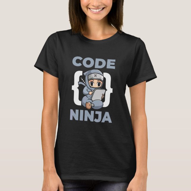 Camiseta Ninja de Código para Fãs de Computador (Frente)