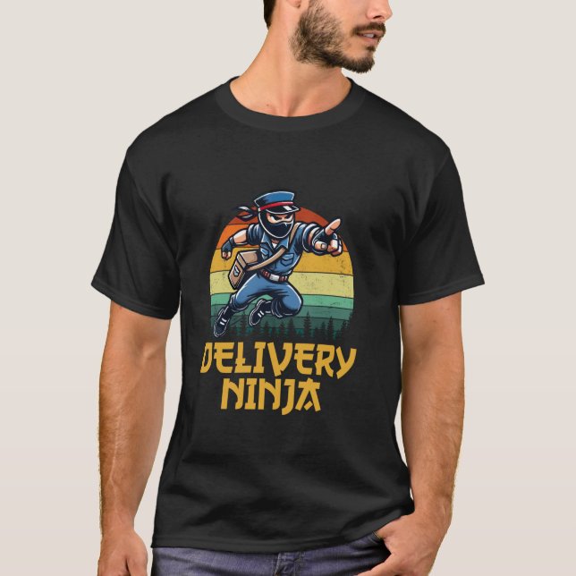 Camiseta ninja de entrega engraçado, carteiro (Frente)