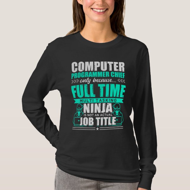 Camiseta Ninja de multitarefa principal do programador de c (Frente)