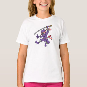 Camiseta Ninja de salto roxo customizável
