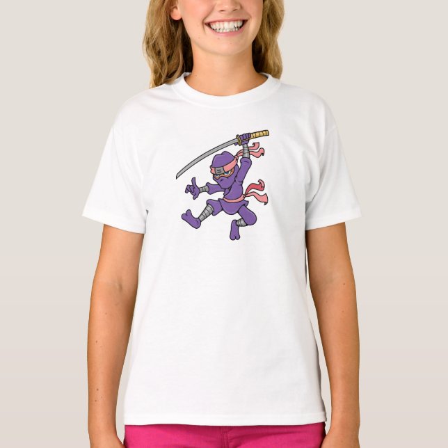 Camiseta Ninja de salto roxo customizável (Frente)