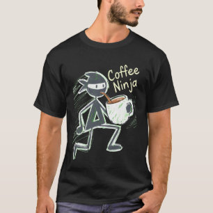 Camiseta Ninja do Café Adicto Divertido à Cafeína Artes Mar