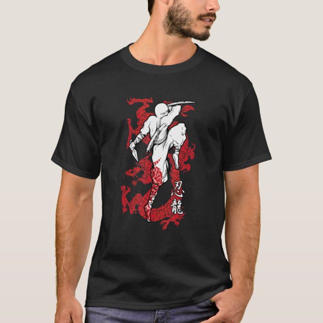 Camiseta Ninja Dragon Culture Japonês Shinobi Warrior (Frente)