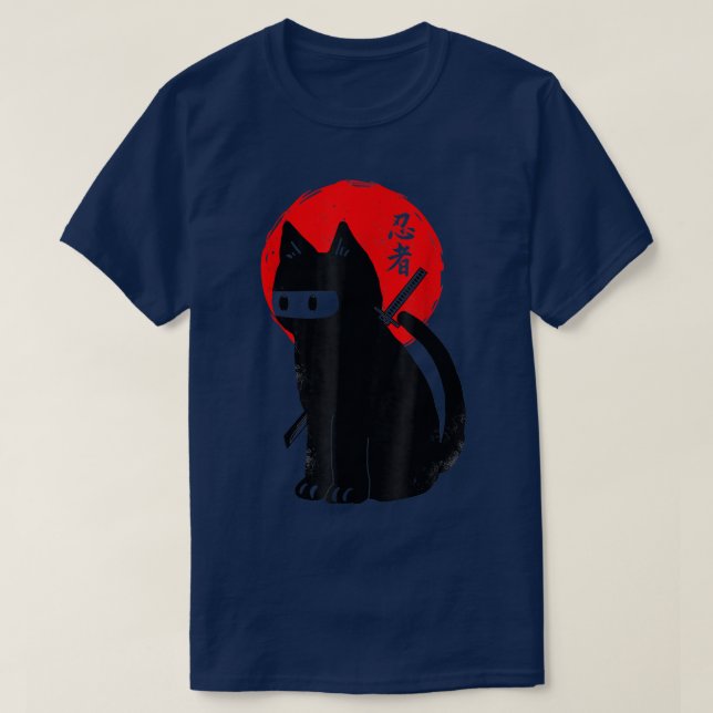 Camiseta Ninja Gato de Gato Gatinho Ninja Japonês Gato Samu (Frente do Design)