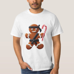 Camiseta Ninja Gingerbird Man Cookie Candy Cane Sword