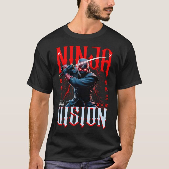 Camiseta Ninja Holding Katana – Dark Urban Style Art Design (Frente)