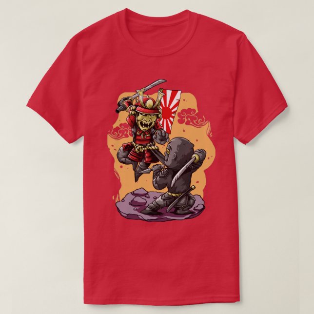 Camiseta ninja japonês vs samurai (Frente do Design)