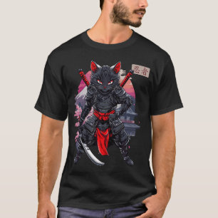Camiseta Ninja Kitten Gato Samurai Japonês Kawaii Ninja