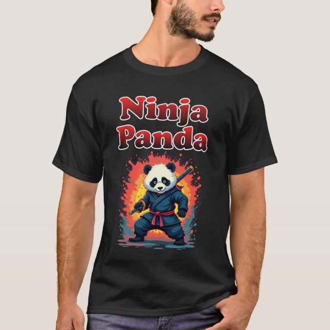 Camiseta Ninja Panda T-Shirt Cute Samurai Style (Frente)