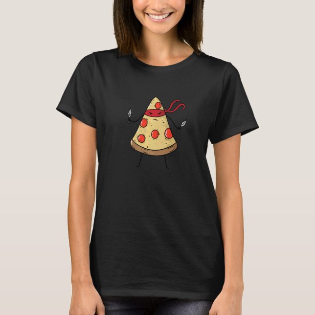 Camiseta Ninja Pizza com faca de jogar (Frente)