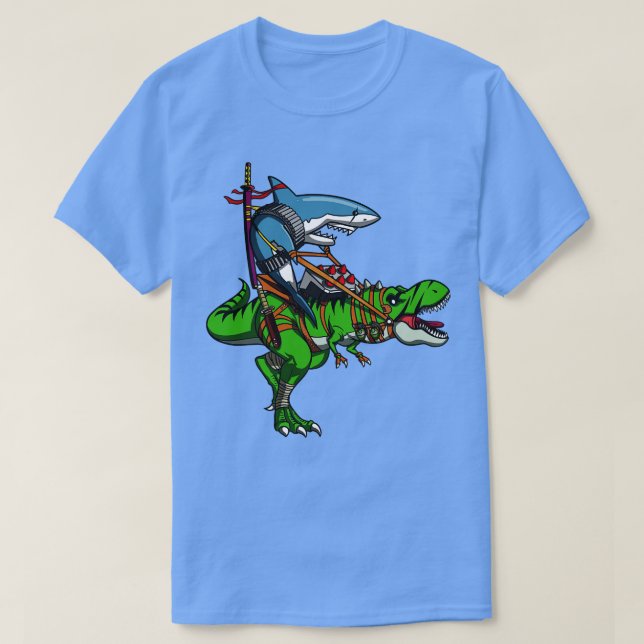 Camiseta Ninja Riding TRex Dinossaur (Frente do Design)