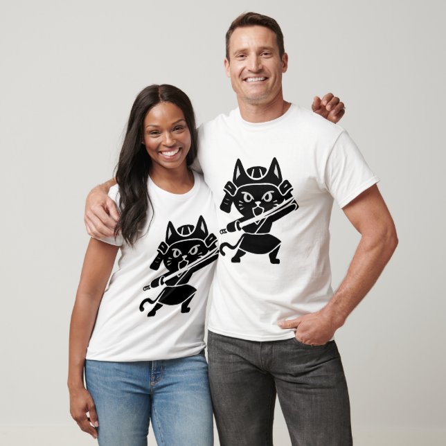 Camiseta Ninja Samurai Cat Warrior (Unissex)