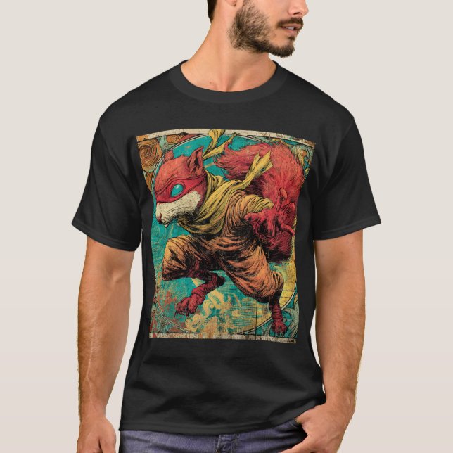 Camiseta Ninja Squirrel Strike – Gritty Comic Poster (Frente)