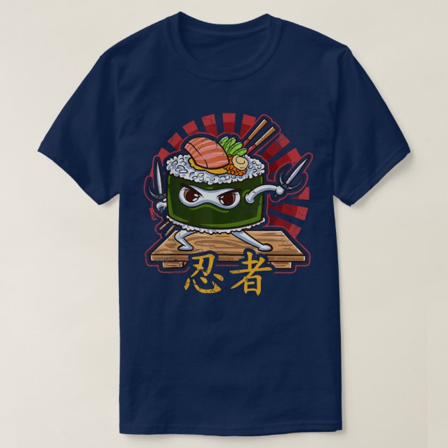 Camiseta Ninja Sushi Roll Comida japonesa (Frente do Design)