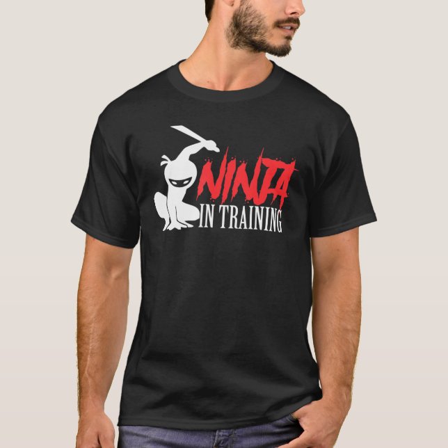 Camiseta Ninja Treinando Engraçado Ninja Bday Para Homens M (Frente)