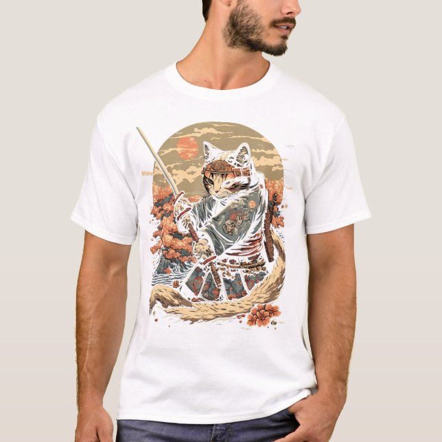 Camiseta Ninja Ukiyo-E Anime Style Samurai (Frente)
