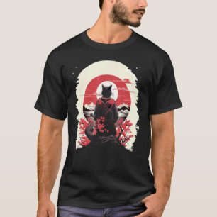 Camiseta Ninja Ukiyo-e Style Samurai Cat