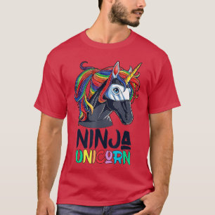 Camiseta Ninja Unicorn Girls Rainbow Martial Arts Fighter