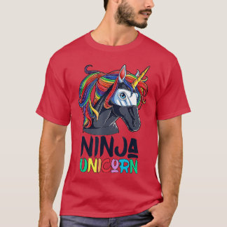 Camiseta Ninja Unicorn Girls Rainbow Martial Arts Fighter