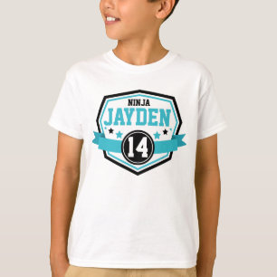 Camiseta Ninja Warrior Boys Nome e Idade da Festa de aniver
