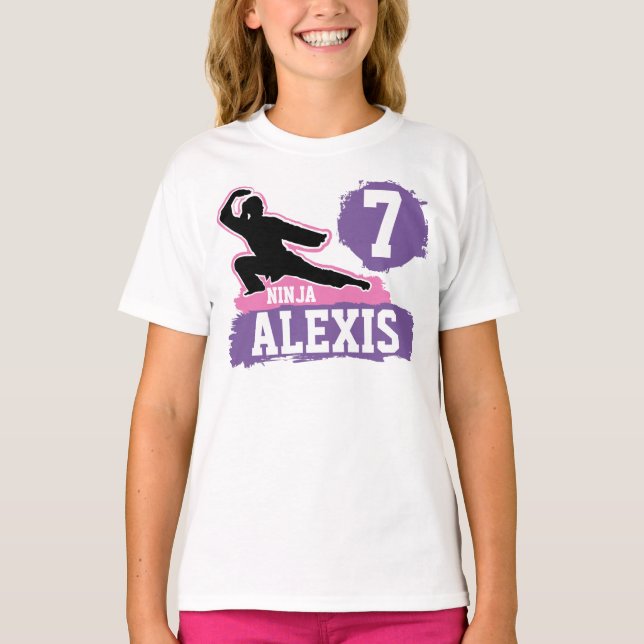 Camiseta Ninja Warrior Theme Birthday Girl (Frente)